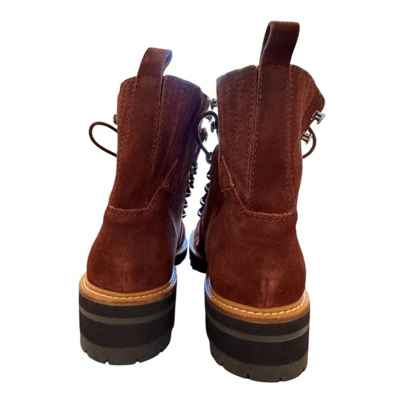 Marc Fisher Izzie Lugsole Ankle Boot Dark Red Suede NWT - Picture 5 of 8